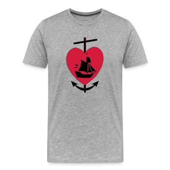 glauben hoffnung lieb - Männer Premium Bio T-Shirt - Grau meliert - Vorne - Damien (186cm)