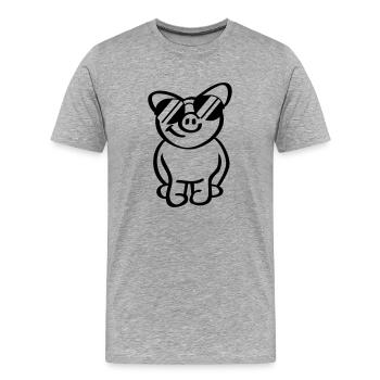 Cool Pig - Männer Premium Bio T-Shirt - Grau meliert - Vorne - Damien (186cm)