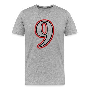 9 Numéro de numéro - T-shirt bio Premium Homme - gris chiné - Devant - Damien (186cm)