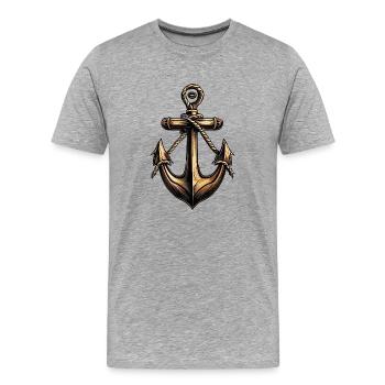 Bronze Anchor Motorboat Driver Sailboat Driver - Men's Premium Organic T-Shirt - heather grey - Front - Damien (186cm)