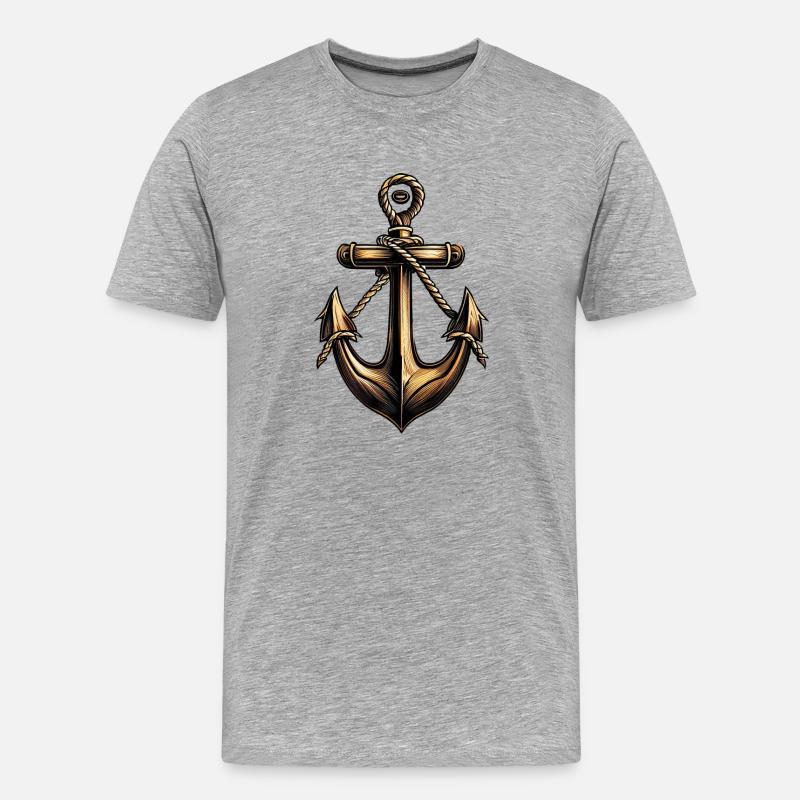 Bronze Anker Motorbootfahrer Segelbootfahrer - Männer Premium Bio T-Shirt - Grau meliert