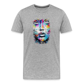 Graffiti Street Art Spray Vintage Schablone Retro - Männer Premium Bio T-Shirt - Grau meliert - Vorne - Damien (186cm)