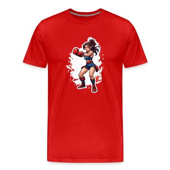 Boxer / Sport / Kampf / Arena / Boxring / Fäuste - Männer Premium Bio T-Shirt - Rot - Vorne - Damien (186cm)