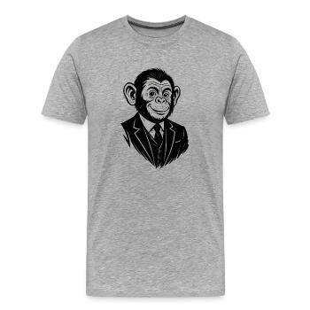 Singe – Ego – Eco - T-shirt bio Premium Homme - gris chiné - Devant - Damien (186cm)