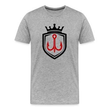 Fish Hook Shield - Men's Premium Organic T-Shirt - heather grey - Front - Damien (186cm)