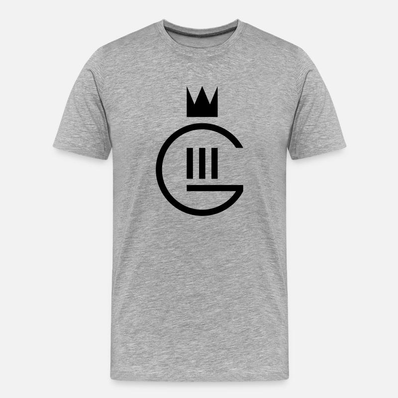 Monogramm Gustaf III. - Männer Premium Bio T-Shirt - Grau meliert