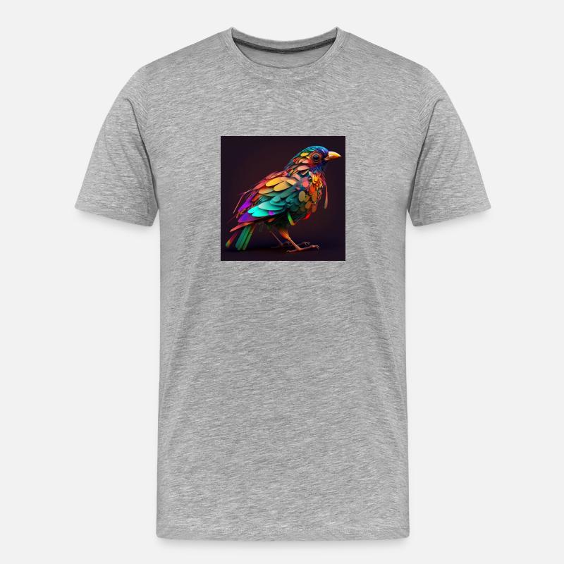 Farbiger Vogel, einzigartiges Design - Männer Premium Bio T-Shirt - Grau meliert