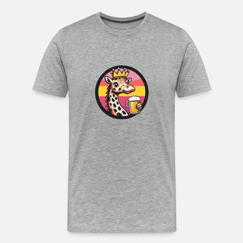 Giraffe Bier Comic - Männer Premium Bio T-Shirt - Grau meliert