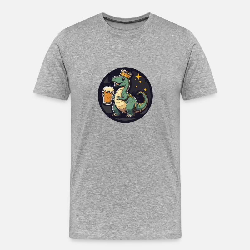 Dinosaurier brontosaurus Bier Comic - Männer Premium Bio T-Shirt - Grau meliert
