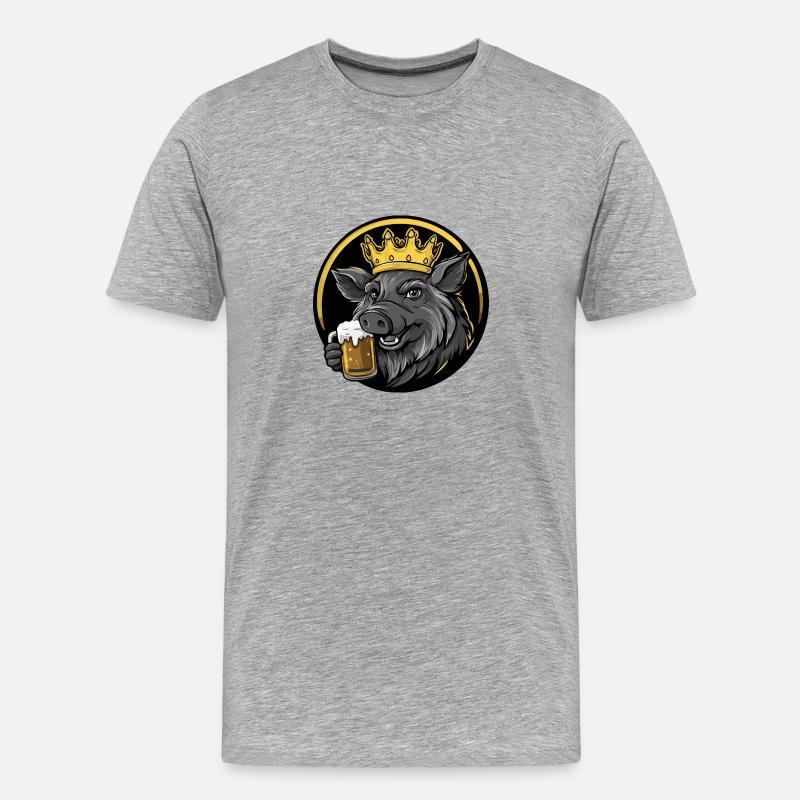 Schwein Bier Comic Wildschwein - Männer Premium Bio T-Shirt - Grau meliert