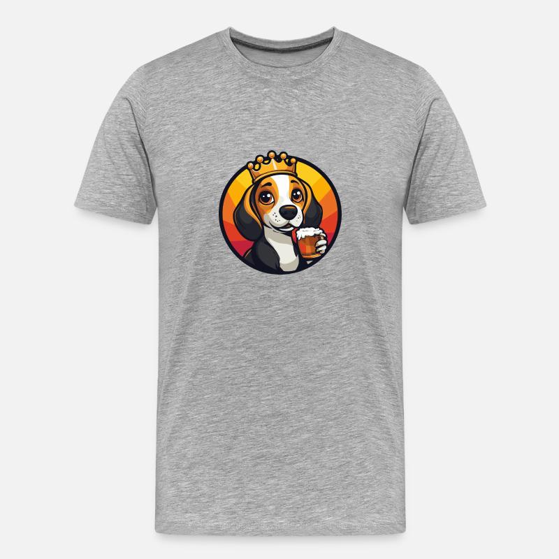 Beagle Hund Bier Comic - Männer Premium Bio T-Shirt - Grau meliert