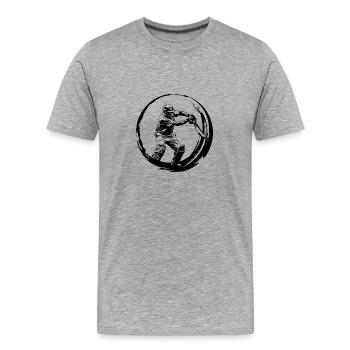 Cricket Silhouette - Männer Premium Bio T-Shirt - Grau meliert - Vorne - Damien (186cm)