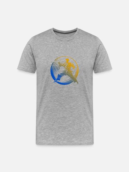 Karate Silhouette Bunt - Männer Premium Bio T-Shirt - Grau meliert