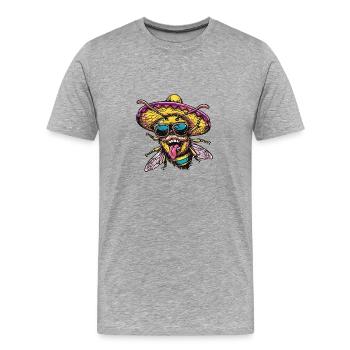 Abeille Drôle Sombrero - T-shirt bio Premium Homme - gris chiné - Devant - Damien (186cm)