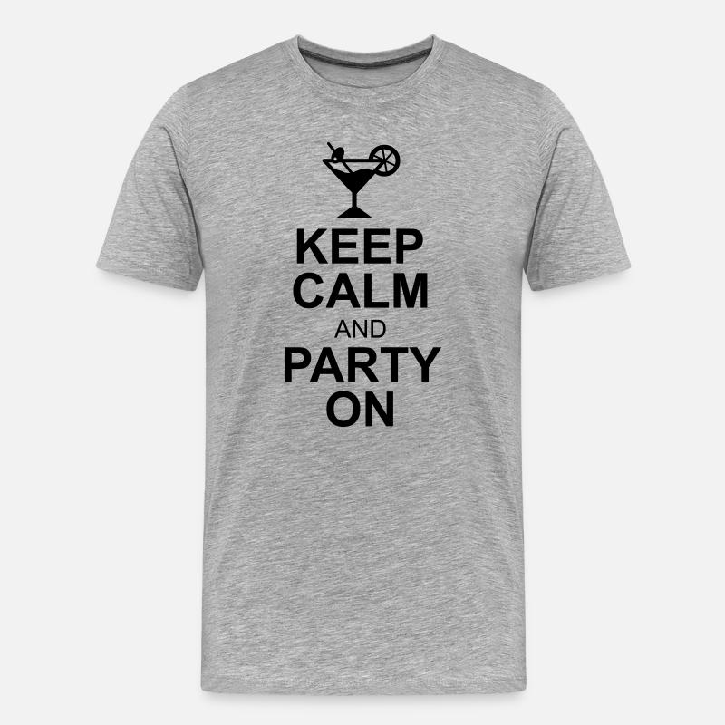 keep calm and party on - Männer Premium Bio T-Shirt - Grau meliert