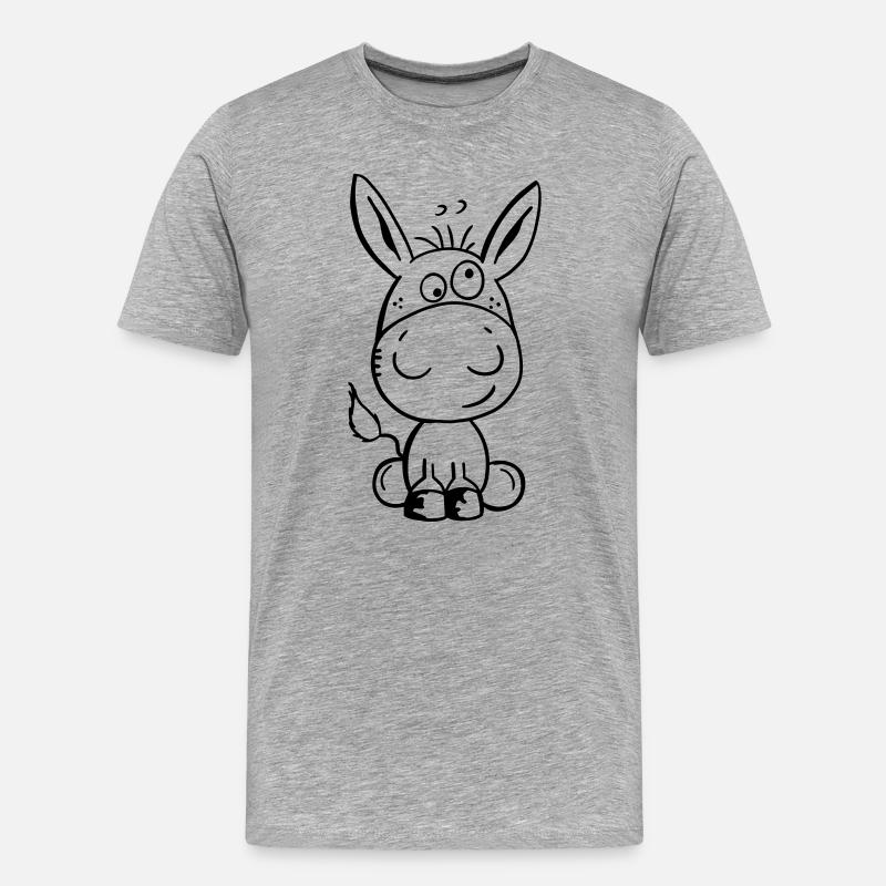 Eselchen Comic Tier - Tiere - Esel - Männer Premium Bio T-Shirt - Grau meliert