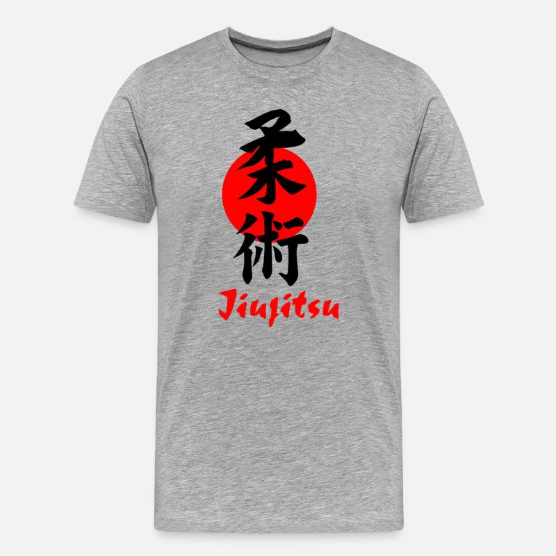 Jiujitsu Logo oder Emblem Kanji schwarz - Männer Premium Bio T-Shirt - Grau meliert