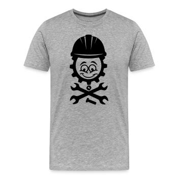 Face mécanique en engrenage avec boulons et écrous - T-shirt bio Premium Homme - gris chiné - Devant - Damien (186cm)