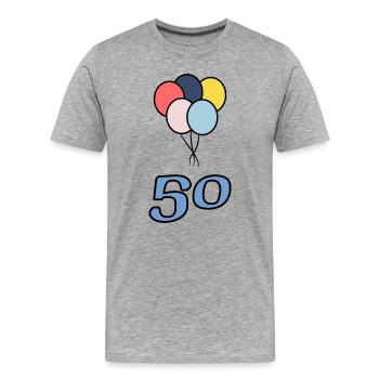 50. 50 ANS. 50e ANNIVERSAIRE. ANNIVERSAIRE 50 ANS. - T-shirt bio Premium Homme - gris chiné - Devant - Damien (186cm)