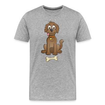 Image joyeuse d’un chien brun avec de l’os - T-shirt bio Premium Homme - gris chiné - Devant - Damien (186cm)