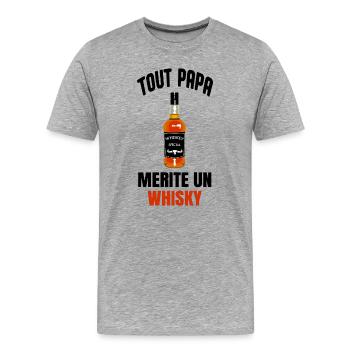 Jeder Vater verdient einen Whiskey - Männer Premium Bio T-Shirt - Grau meliert - Vorne - Damien (186cm)