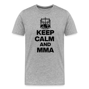 KEEP CALM AND MMA, OCTAGON FIGHT! NEANDERTHALS - Men's Premium Organic T-Shirt - heather grey - Front - Damien (186cm)