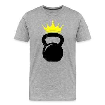 Kugelhantel Krone Gym Logo - Männer Premium Bio T-Shirt - Grau meliert - Vorne - Damien (186cm)