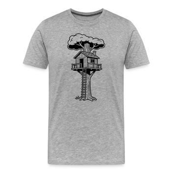 Cabane dans les arbres - T-shirt bio Premium Homme - gris chiné - Devant - Damien (186cm)