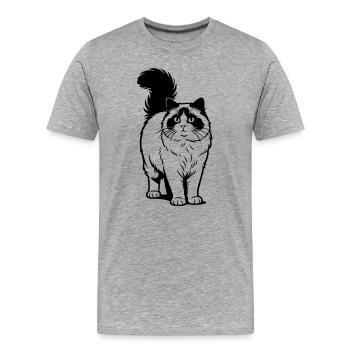 Chat-poupée de chiffon - T-shirt bio Premium Homme - gris chiné - Devant - Damien (186cm)