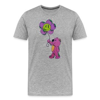 Panda ami fleur rose - T-shirt bio Premium Homme - gris chiné - Devant - Damien (186cm)