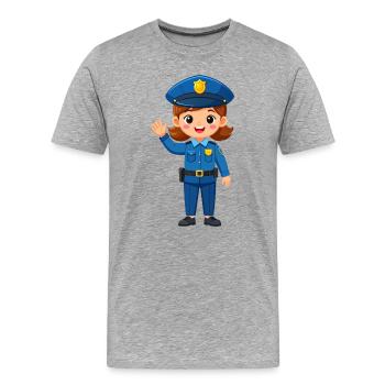 Petite policière de Kawaii fait des signes amicaux – Mignonne - T-shirt bio Premium Homme - gris chiné - Devant - Damien (186cm)