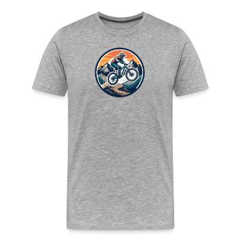 Action VTT d’aventure en montagne - T-shirt bio Premium Homme - gris chiné - Devant - Damien (186cm)