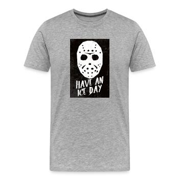 Masque de hockey ayez une affiche de jour de glace - T-shirt bio Premium Homme - gris chiné - Devant - Damien (186cm)