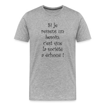 phrase fun - T-shirt bio Premium Homme - gris chiné - Devant - Damien (186cm)