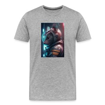 Maus im weltall - Männer Premium Bio T-Shirt - Grau meliert - Vorne - Damien (186cm)