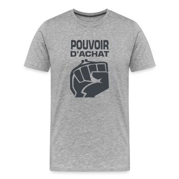 pouvoir d'achat - T-shirt bio Premium Homme - gris chiné - Devant - Damien (186cm)