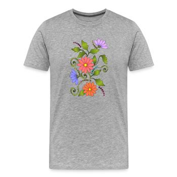 Blumen - Männer Premium Bio T-Shirt - Grau meliert - Vorne - Damien (186cm)