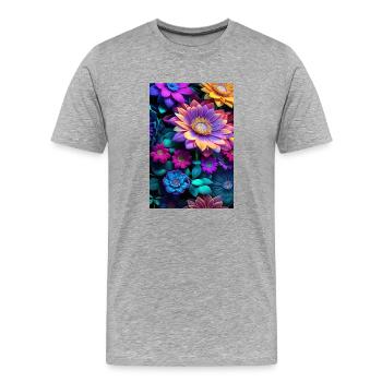 Floral 133 - T-shirt bio Premium Homme - gris chiné - Devant - Damien (186cm)