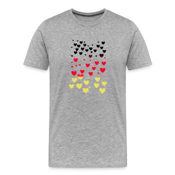 herzen,deutschland,fussball,flagge - Männer Premium Bio T-Shirt - Grau meliert - Vorne - Damien (186cm)