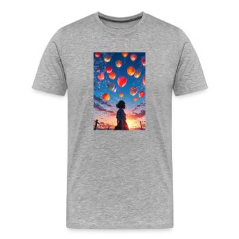 Mädchen mit Ballons - Männer Premium Bio T-Shirt - Grau meliert - Vorne - Damien (186cm)