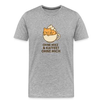 Katze Weltkatzentag Kater Mieze Kaffee - Männer Premium Bio T-Shirt - Grau meliert - Vorne - Damien (186cm)