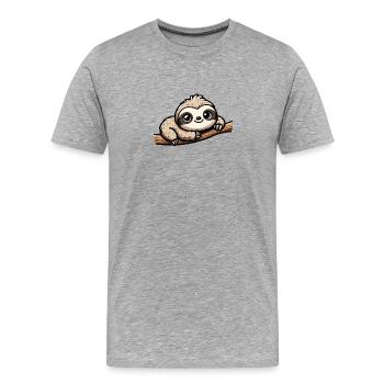 Faultier auf Ast - Männer Premium Bio T-Shirt - Grau meliert - Vorne - Damien (186cm)