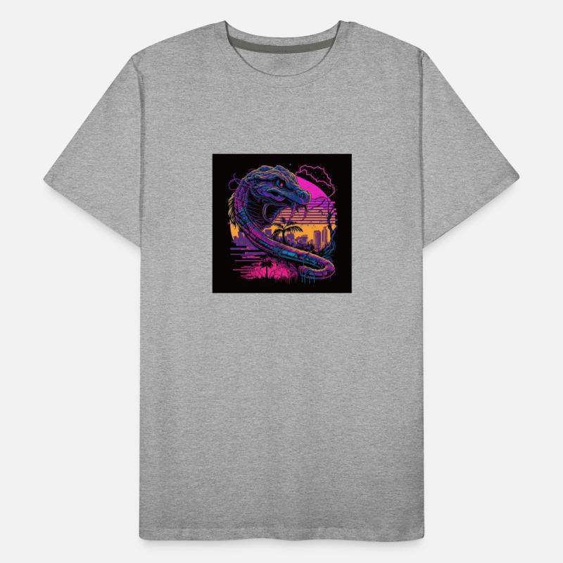 Kamel mit Neonfarben, Synthwave / 80er Jahre Männer Premium Bio T-Shirt