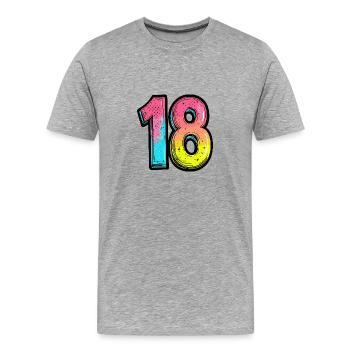 18 Symbole numérique - T-shirt bio Premium Homme - gris chiné - Devant - Damien (186cm)