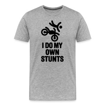 I do my own stunts - motocross off-road - Männer Premium Bio T-Shirt - Grau meliert - Vorne - Damien (186cm)