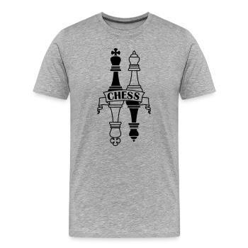 Schach transparenter König Dame Spiegelbild - Männer Premium Bio T-Shirt - Grau meliert - Vorne - Damien (186cm)