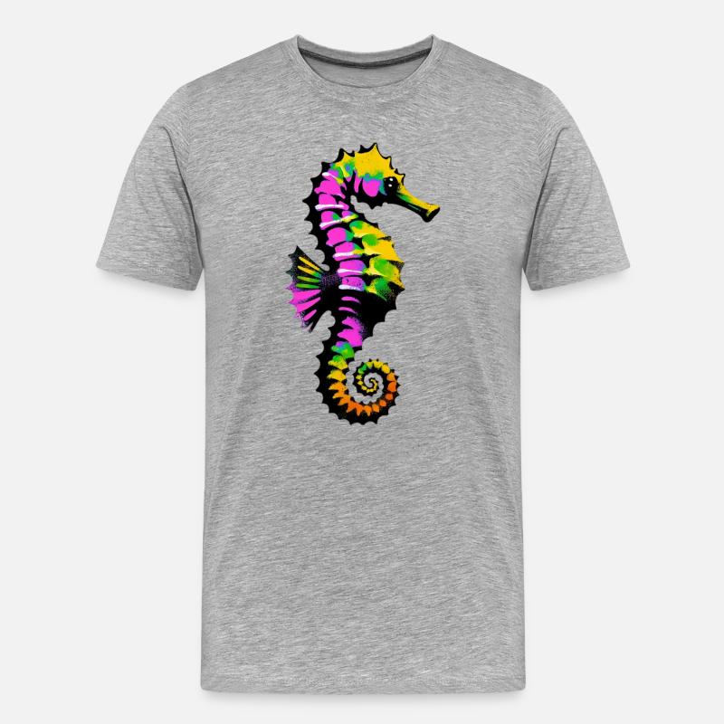 Seepferdchen - Männer Premium Bio T-Shirt - Grau meliert