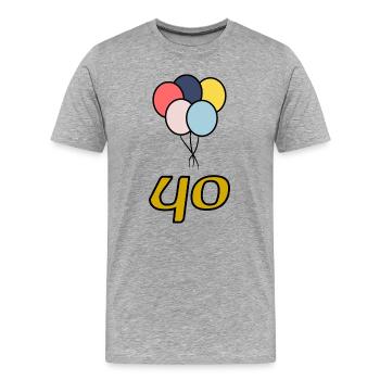 40. 40 ANS. 40e ANNIVERSAIRE. ANNIVERSAIRE 40 ANS. - T-shirt bio Premium Homme - gris chiné - Devant - Damien (186cm)