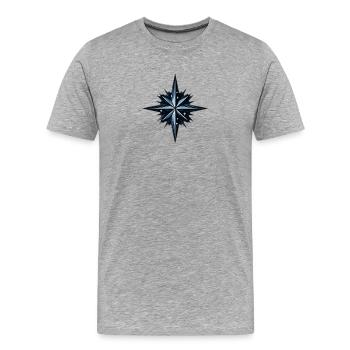 Nordstern Stern in Petrol Schwarz und Weiß - Männer Premium Bio T-Shirt - Grau meliert - Vorne - Damien (186cm)