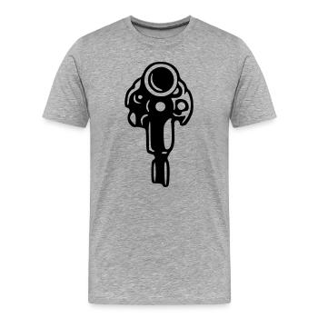 Silhouette de revolver – Gangster du Far West - T-shirt bio Premium Homme - gris chiné - Devant - Damien (186cm)